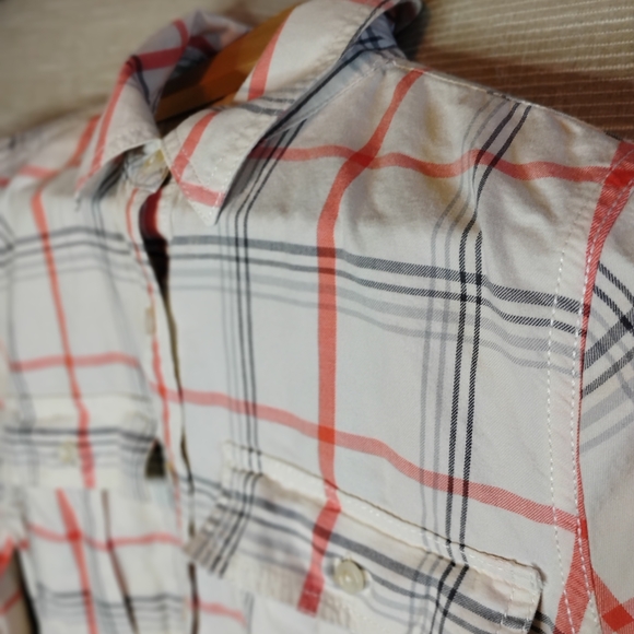Banana Republic White and Orange Plaid Button Down Shirt - Picture 5 of 6